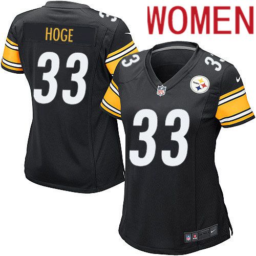 Women Pittsburgh Steelers 33 Merril Hoge Nike Black Game Player NFL Jersey